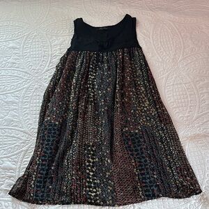 Honey Punch Black Floral Patchwork Dress with Multicolor Prints